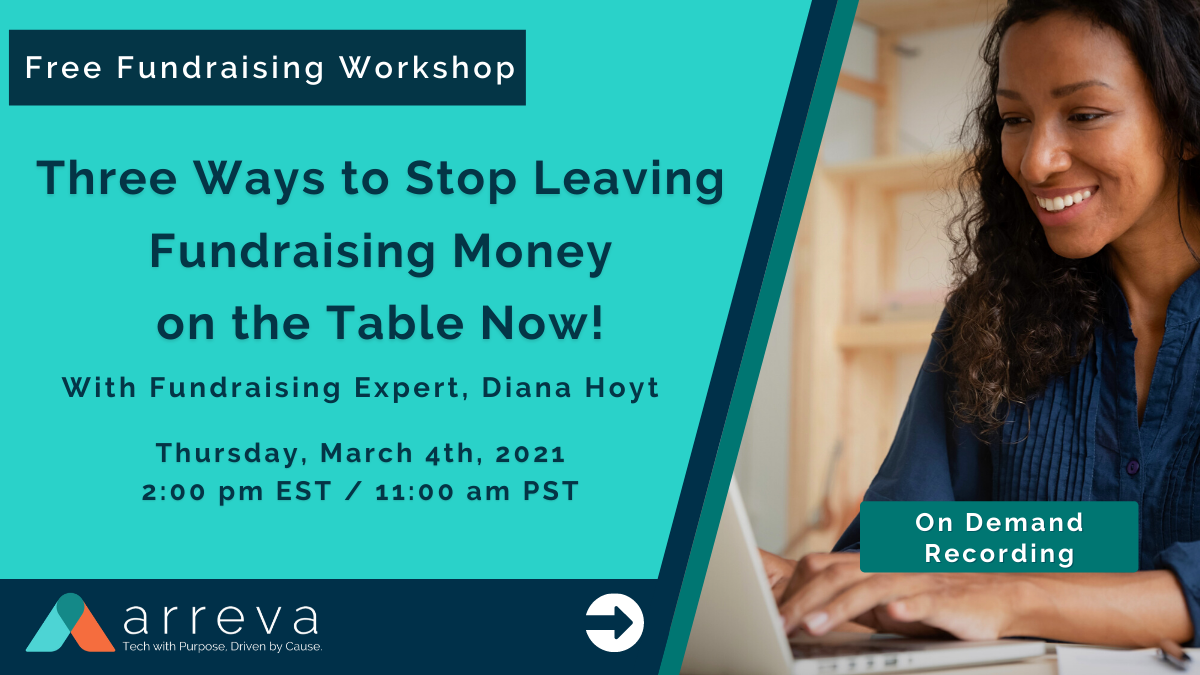 On Demand Recording 1200 X 675  March 4th, 2021 Free Fundraising Workshop - Three Ways to Stop Leaving Fundraising Money on the Table (2)